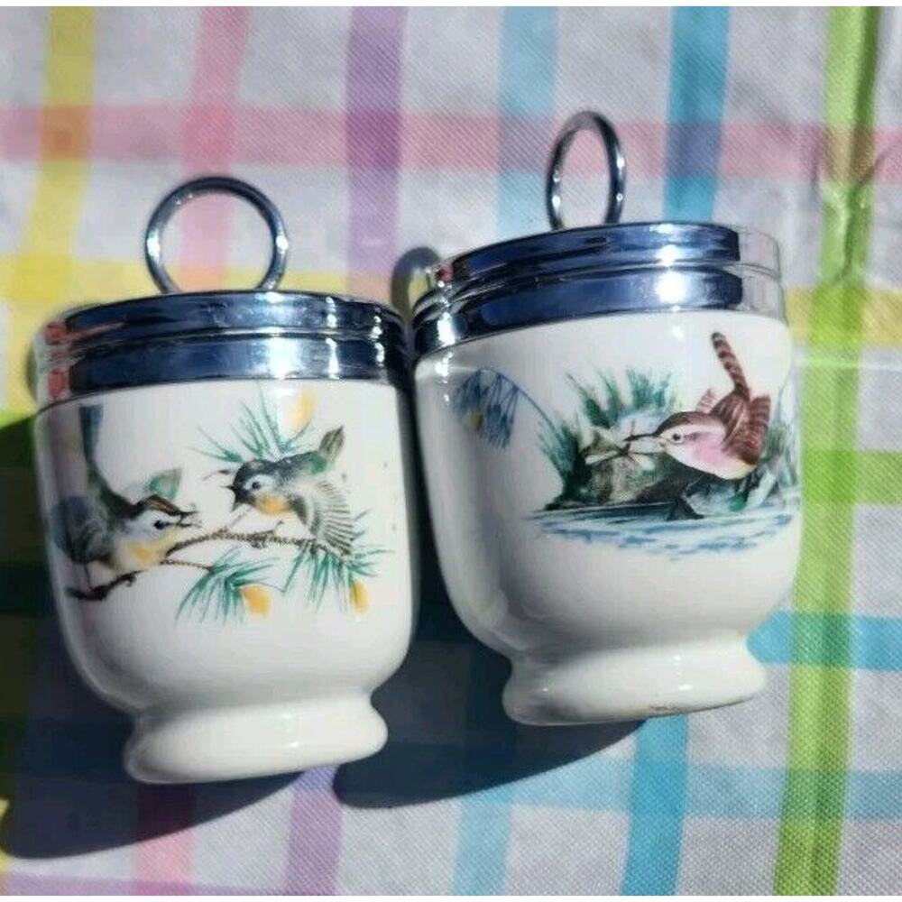 VINTAGE ROYAL WORCESTER PORCELAIN EGG CODDLER’S (2) 1 PAIR MADE IN ENGLAND